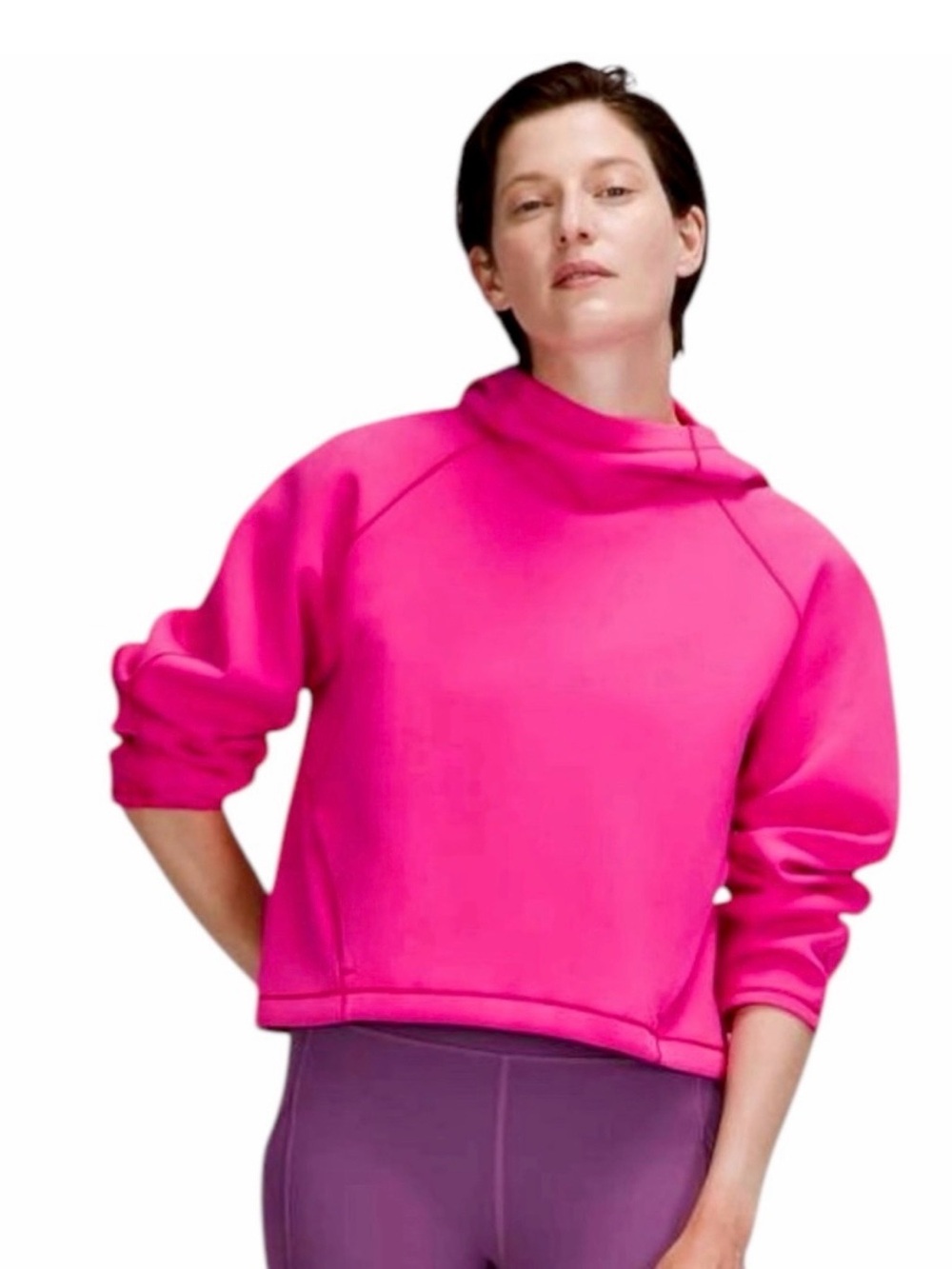 lululemon athletica Hot Pink airwrap cropped sweatshirt